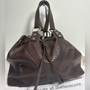 Authentic YVES Saint LAURENT YSL reversible Y leather bag w certificate